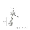 316L SURGICAL STEEL THREADLESS PUSH IN MARQUISE STARBURST TEAR DROP DANGLE CZ TOP PART
